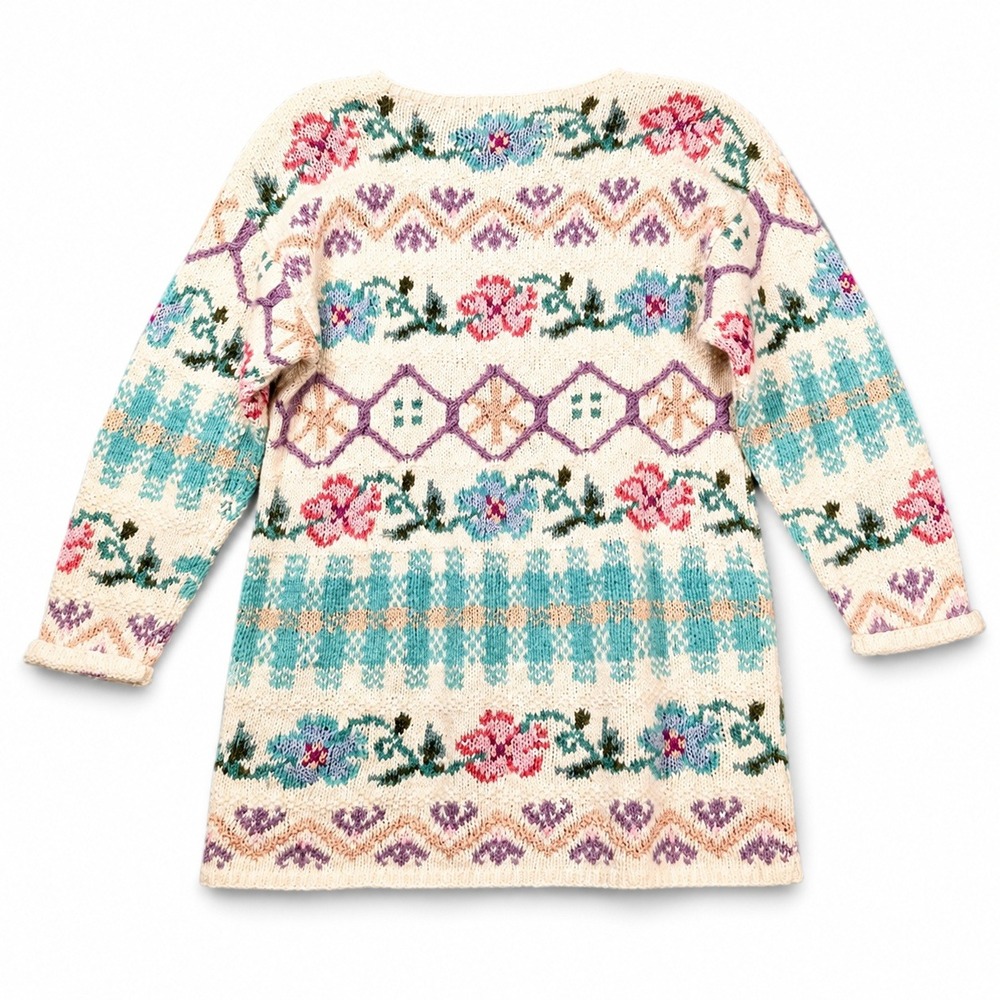 Vintage 90s Express Tricot Angora Silk Sweater Women's M 90's Floral Grandmacore
